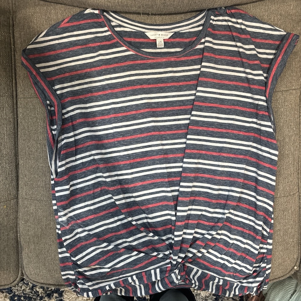 Lucky Brand Women's Striped Top - Red, White, and Blue